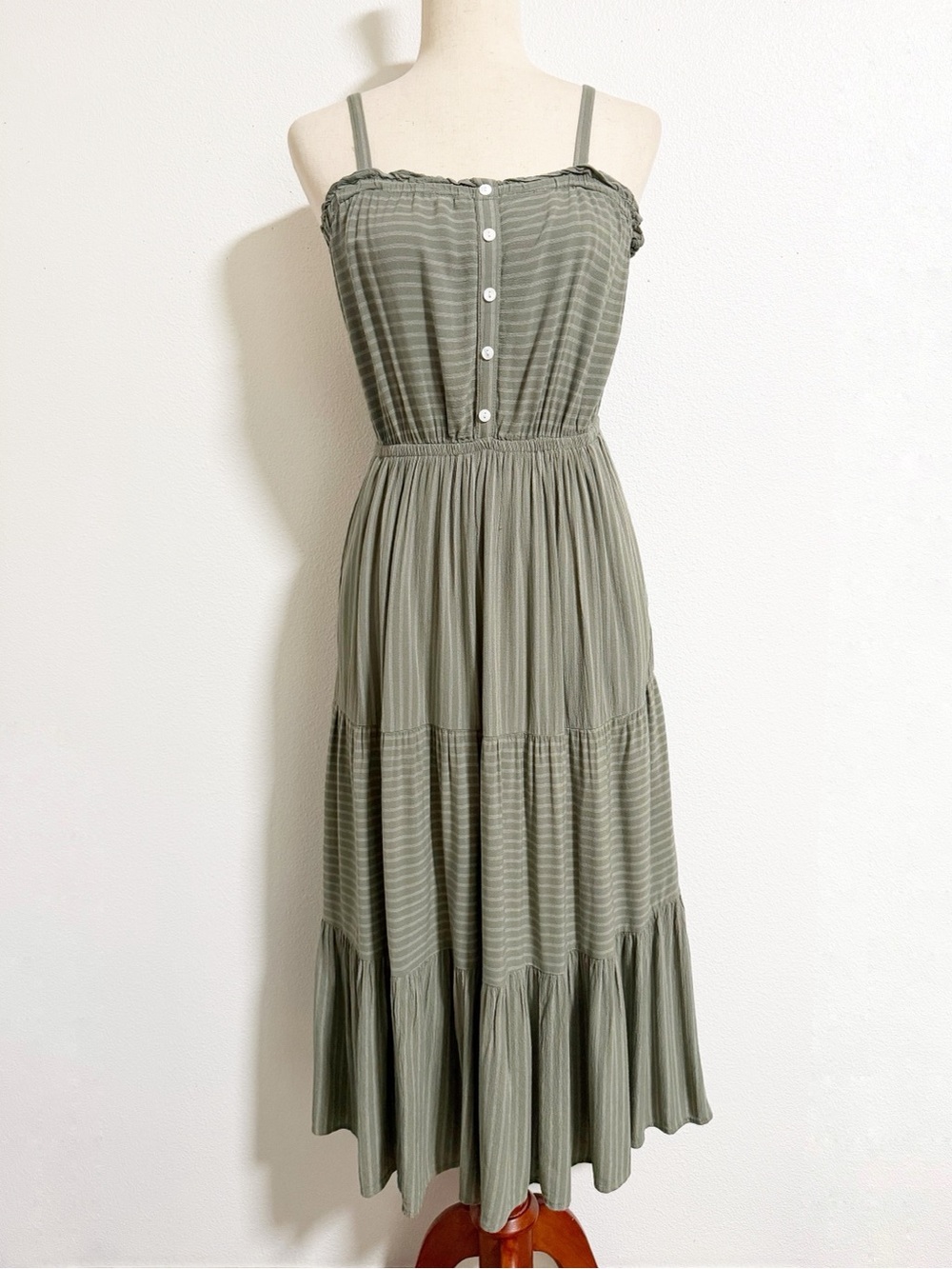 Universal Thread Contrast Stripe Midi Dress Sage Green Size XS